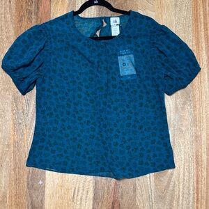 CAbi Blue Floral Women's Blouse